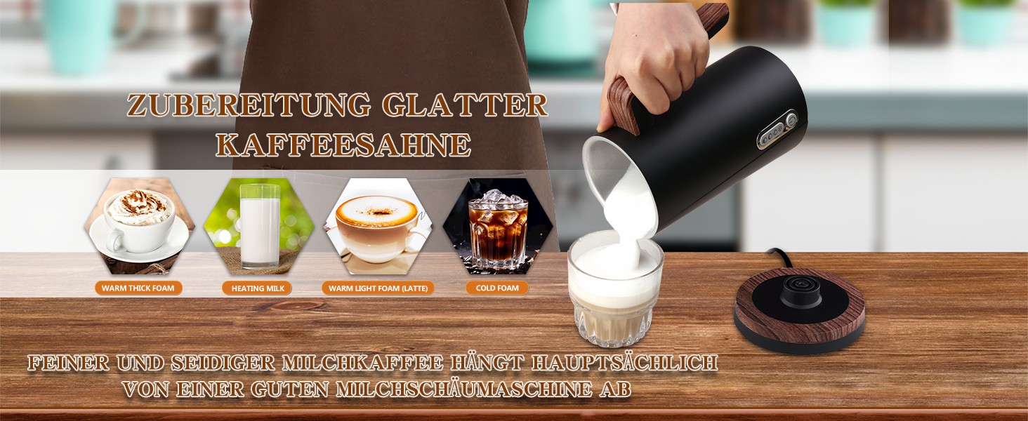 Електричний спінювач молока 4-в-1 – спінювач молока, нагрівач молока з автоматичним відключенням, білий (чорний)