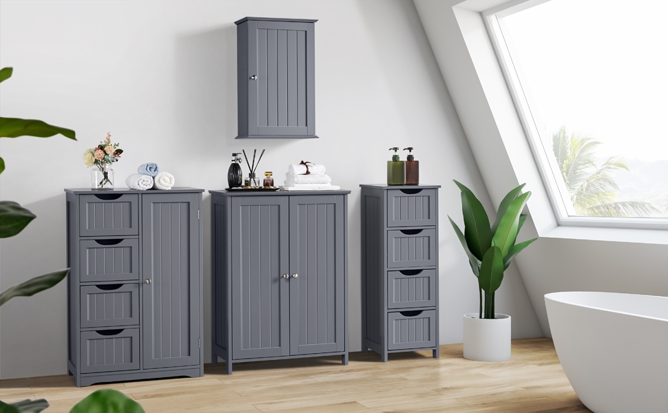 Настінний шкаф Yaheetech з однією дверцятами: для ванної, кухні, медичний, білий, 35x21x55 см