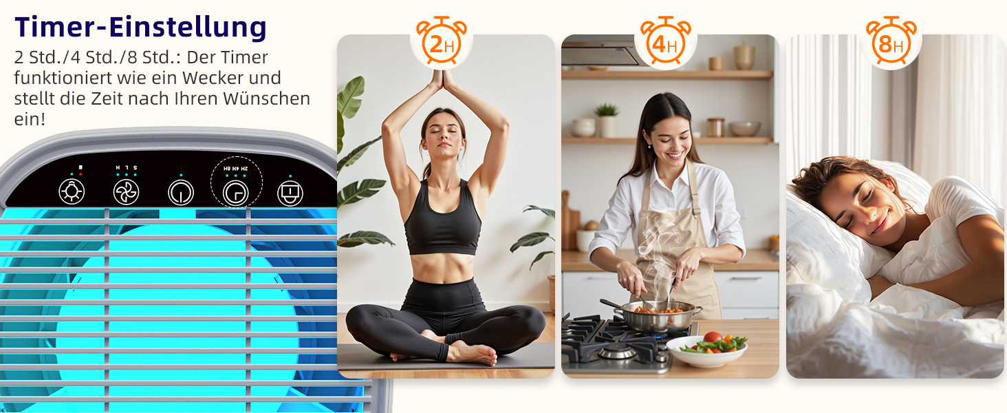 Повітряочисник для великих спалень до 70 м² з CADR 223 м³/год, тихий H13 HEPA повітряочисник з режимом сну 15 дБ, 3-в-1 фільтр видаляє 99,97% пилку, пил, шерсть тварин, запахи