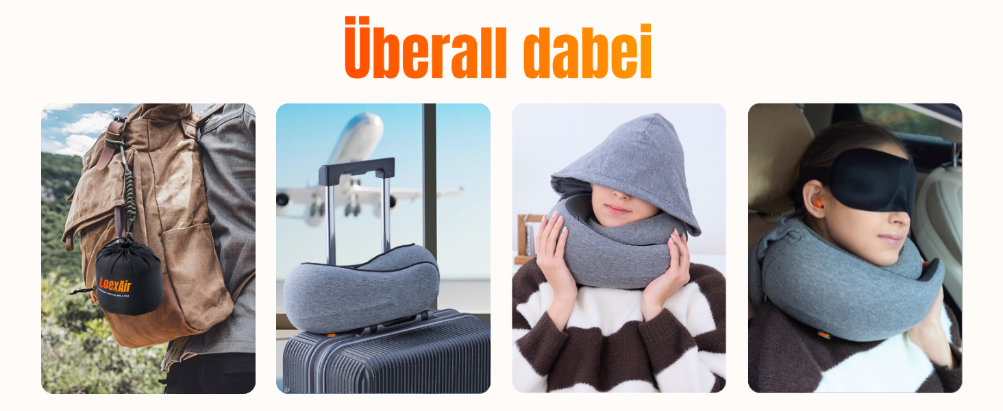 Подорожня подушка з капюшоном Hooded Pro з ефектом пам'яті для літака, авто та поїздок, бавовняна начіпка для сну, захист від світла, темно-сіра