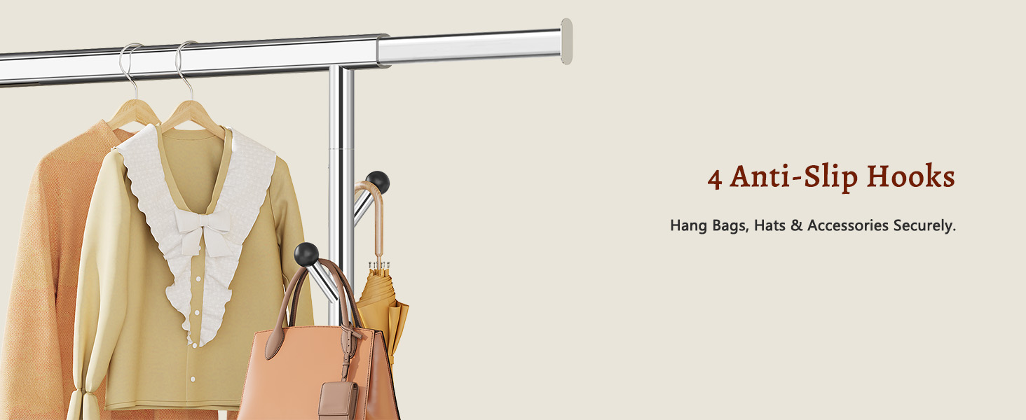 Металевий вішак для одягу на коліщатках FAVOOOSTY, 200 кг, мобільний, швидка установка, 1 стійка