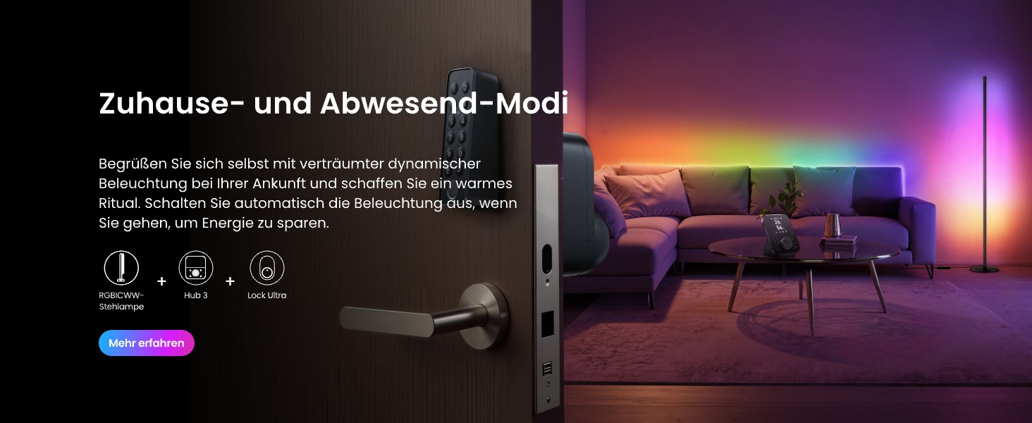 SwitchBot Matter RGBICWW Настільна лампа для вітальні та спальні, димується, з підтримкою Apple Home, Alexa, Google Home, керування через APP, музичні та сценарні режими, чорна LED лампа