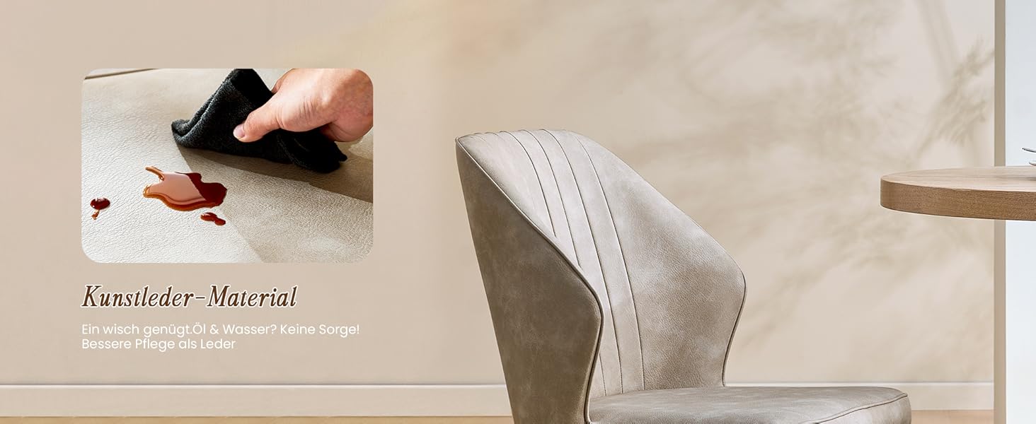 CLIPOP Комплект обідніх стільців 4 шт. Ретро, штучна шкіра, м'яке сидіння, металеві ніжки, для кухні/офісу, бежевий колір