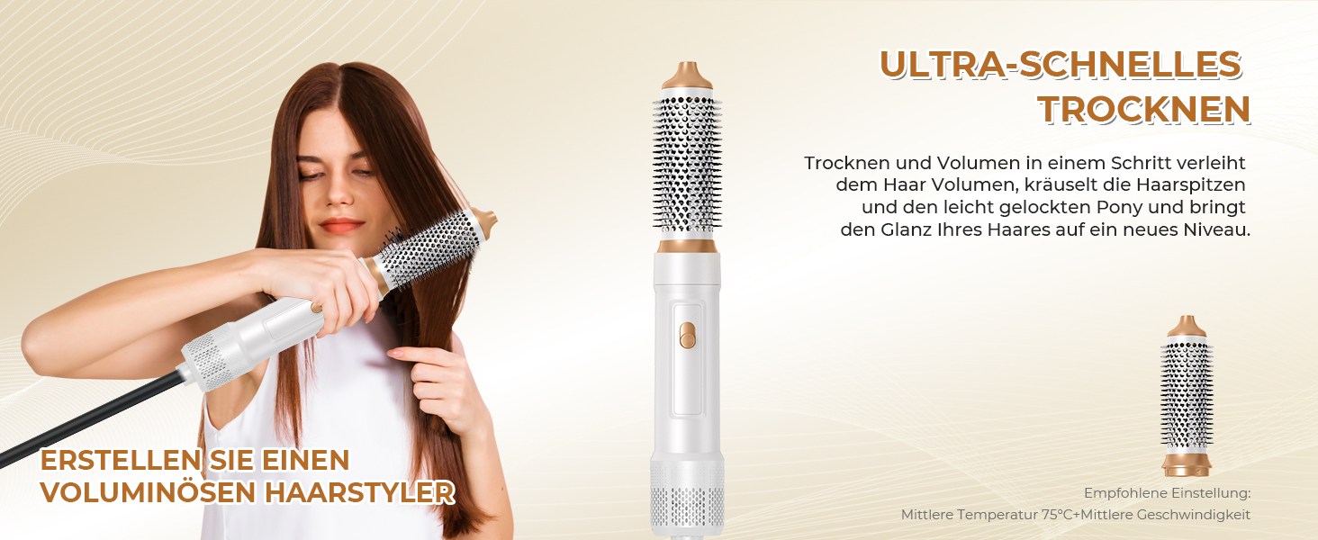 Мультистайлер для волосся 7 в 1 UKLISS Hairstyler Pro: фен, автоматична плойка, кругла щітка та випрямляч для професійного стайлінгу, білий