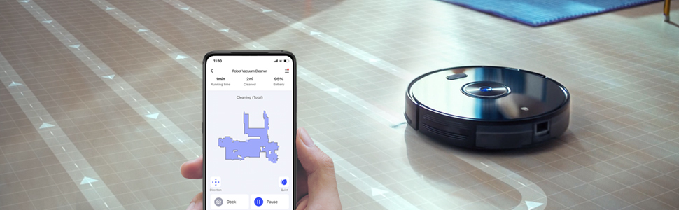 Робот-пилосос Chuango RV-500 з функцією миття підлоги, 4 режими очищення, 500 мл контейнер для сміття, 300 мл резервуар для води, сила всмоктування до 2200 Па, час роботи до 150 хв