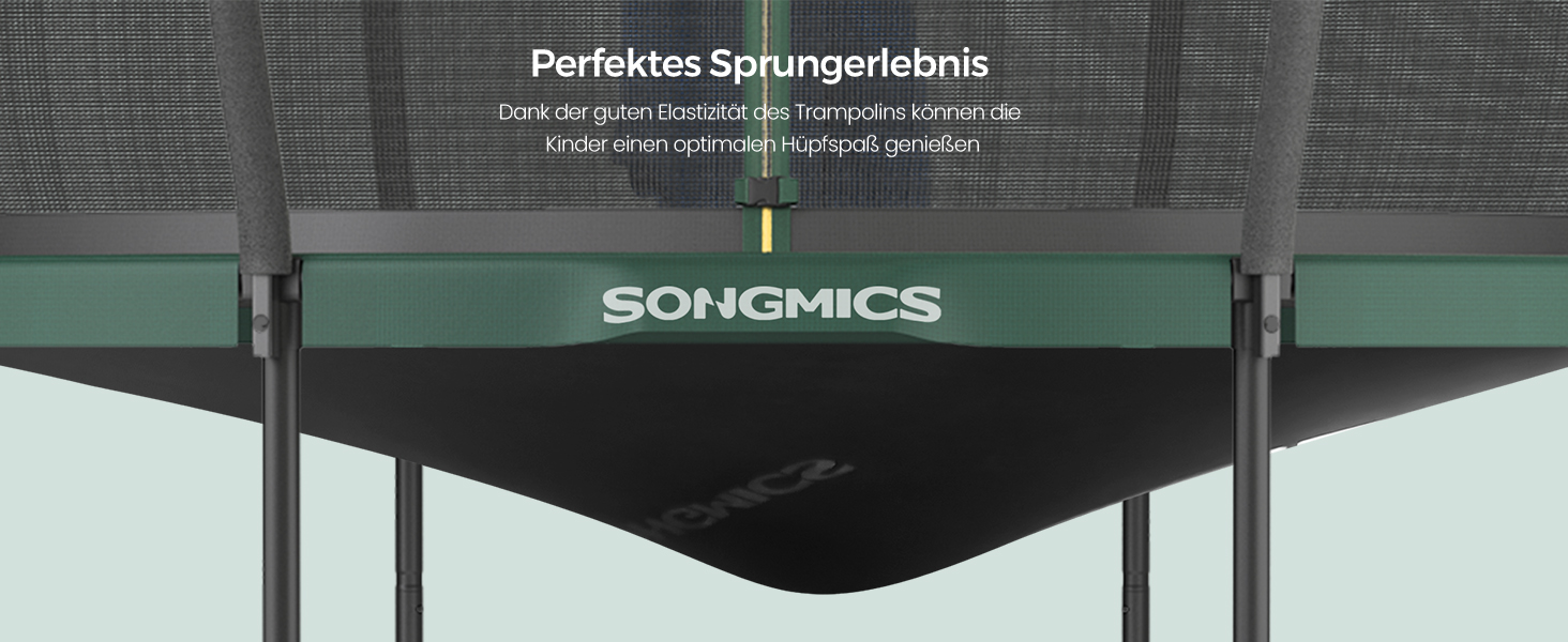 Батут SONGMICS для дітей та дорослих Ø305 см, зелений, з захисною сіткою та пружинами, вуличний