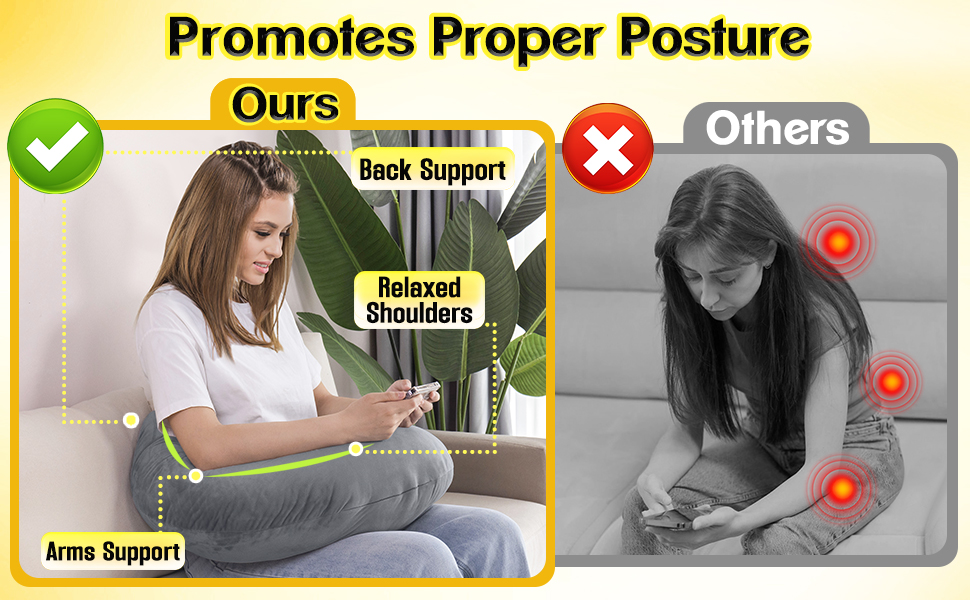 Подушка для читання та ігор AS AWESLING з підтримкою спини - подушка для шиї та попереку для ліжка, дивана, підлоги, з підставкою для ніг