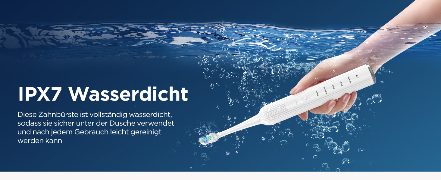 Електрична звукова зубна щітка для дорослих та дітей, 5 режимів чищення, 3 рівні інтенсивності, таймер, 8 насадок, кейс для подорожей, біла (1 шт.)