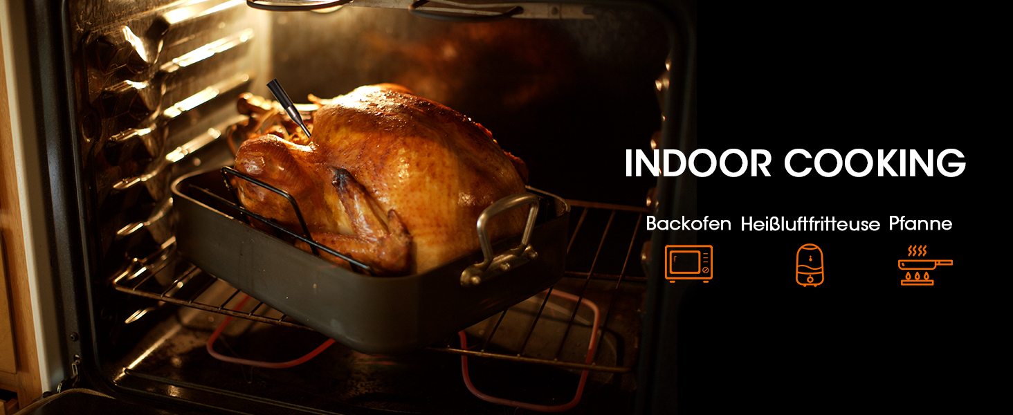 Беспроводной термометр для мяса DOQAUS 158m Bluetooth, IPX7, для гриля, духовки, мангала, аэрофритюрниці, чорний