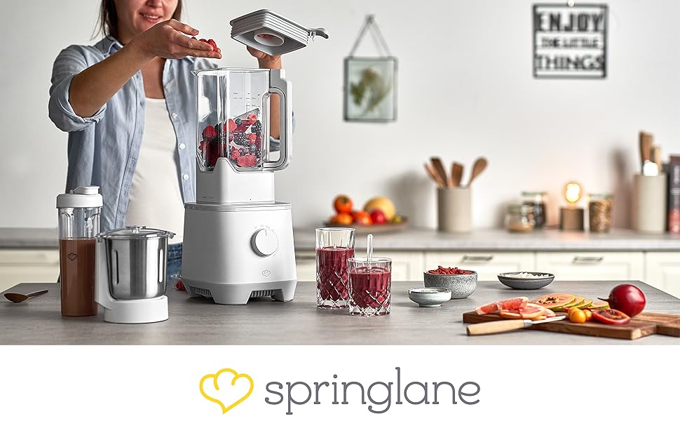 Hochleistungsmixer SPRINGLANE Hanno – блендер для приготування смузі, 2000 Вт, 32000 об/хв, самоочищення, збірник рецептів та насадка-стійка, антрацит