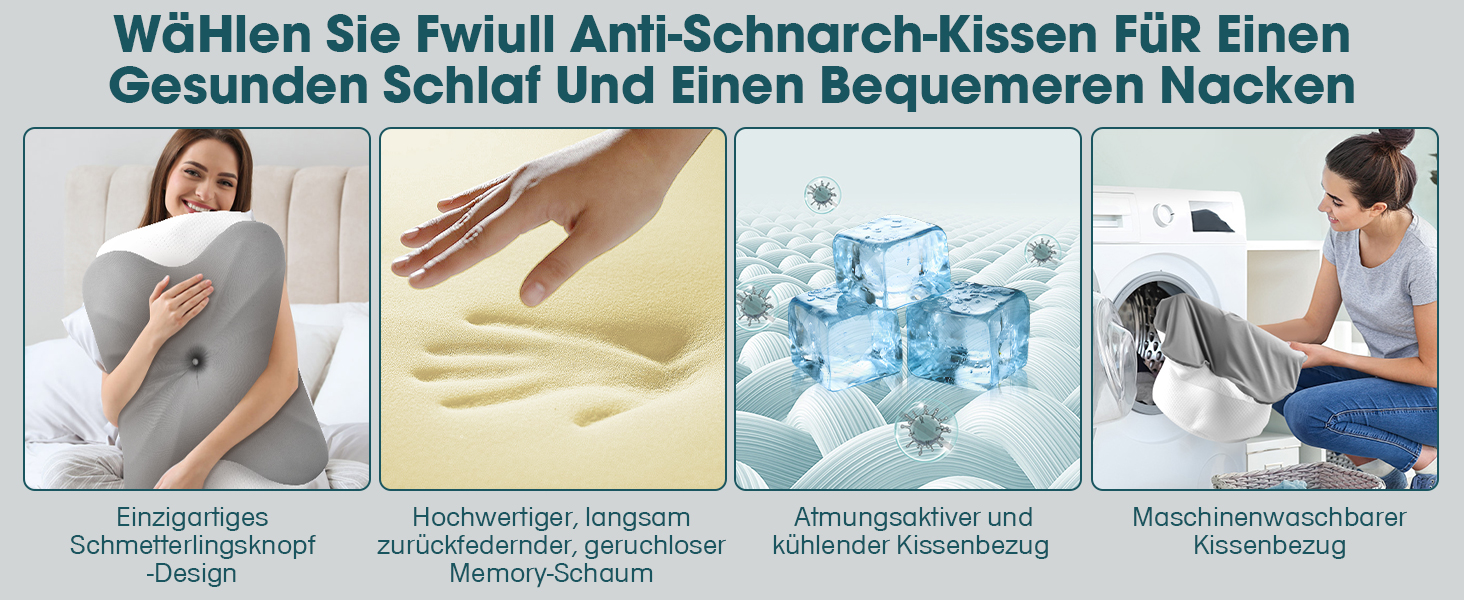 Подушка для шиї з Memory Foam Fwiull: ортопедична подушка для сну на боці, спині та животі (1 шт., метелик)