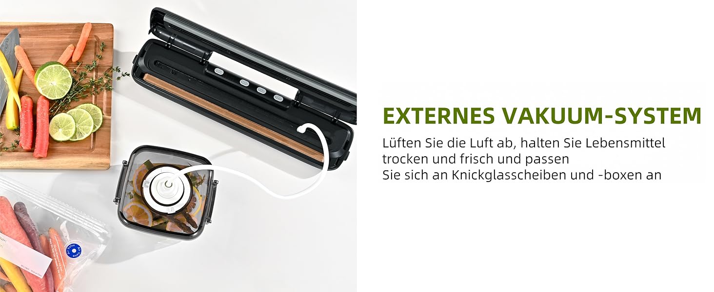 Вакууматор для продуктів 5-в-1 Kitchen in the box – автоматичний вакуумний пакувальник з режимами вологого та сухого запечатування, ширина шва 5 мм, комплект з 15 пакетами та шлангом