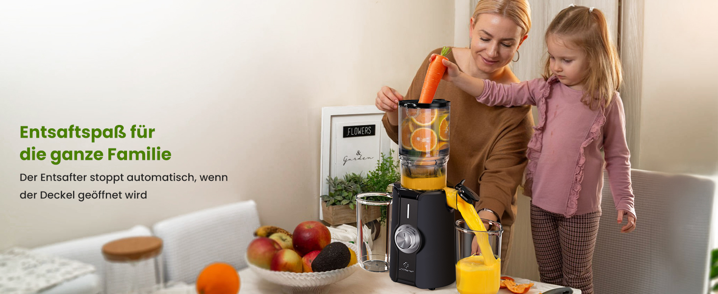 LINKChef Slow Juicer: Холодне віджимання овочів та фруктів, 115 мм, чорний, BPA Free