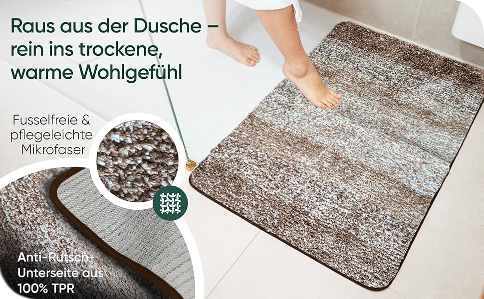 Килимок для ванної кімнати [60x90] нековзкий – розкішний килимок для ванної кімнати великого розміру та пральний | Високоякісні килимки та килимове покриття для ванної кімнати, душової кабіни та іншого | чорний (50 x 80 см, бежевий)