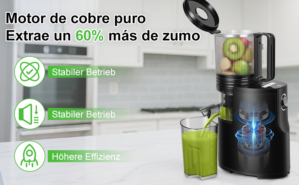 Електричний соковитискач для цілих овочів та фруктів, 130 мм, з широкою подачею, легкий у чищенні, чорний