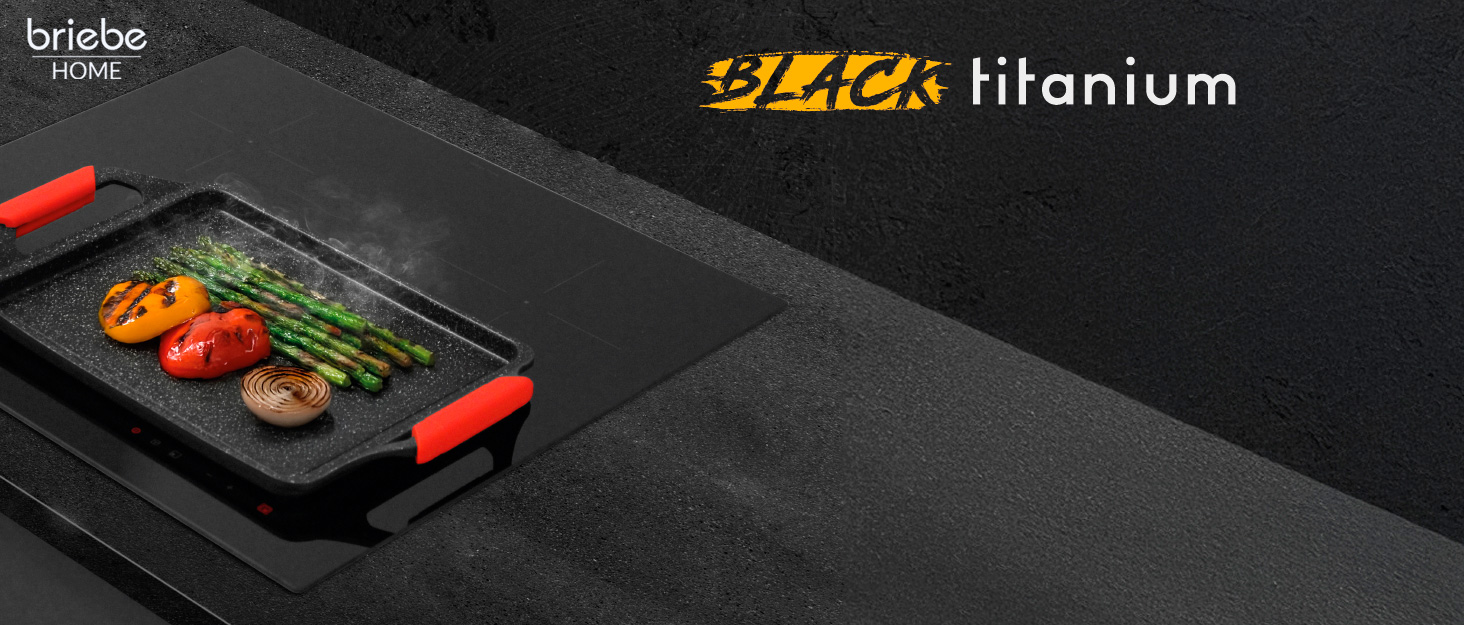 Набір сковорідок briebe Black Titanium 3 шт (20, 24, 28 см) з антипригарним покриттям для індукції