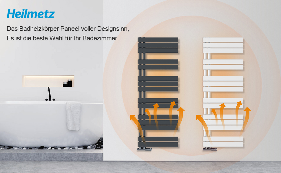 Електричний нагрівач для ванної кімнати Heilmetz Badheizkörper: сушарка для рушників, 400x1176 мм, білий, 494W, бічний підключення