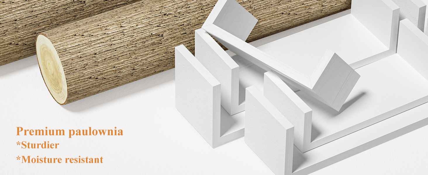 Полиця настінна SRIWATANA біла 5 шт., дерев'яна, плаваючі полиці до 40 кг, сучасна настінна дошка для декору, DIY монтаж для вітальні, ванної, спальні, офісу, кухні (білий)