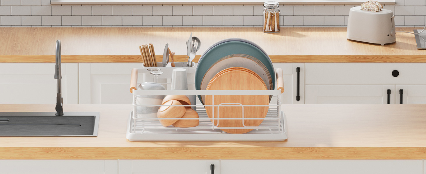 Сушарка для посуду BRIAN & DANY з піддоном, 42x30x15 см, біла