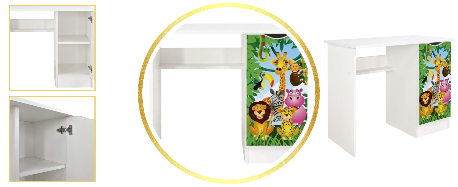 Дерев'яне ліжко Leomark Lovely Unicorn для дітей з матрацом, бортиками та ламелями, 70/140 см, з УФ-друком