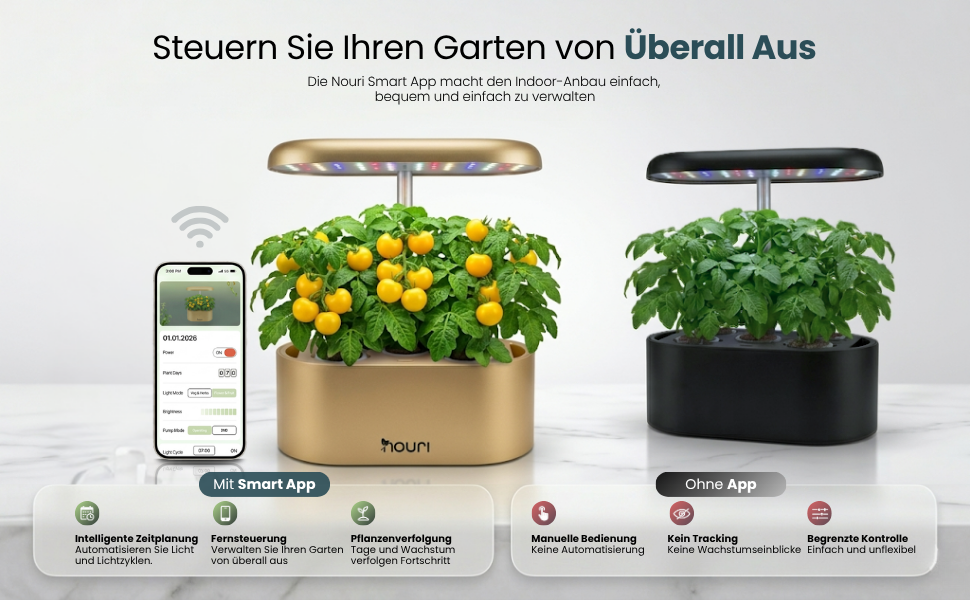 Smart Garden Nouri 12 Pod для вирощування томатів вдома | Гідропонна система | LED лампа для розсади | Автоматичний догляд