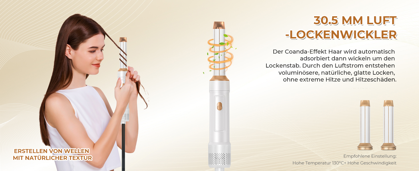 Мультистайлер для волосся 7 в 1 UKLISS Hairstyler Pro: фен, автоматична плойка, кругла щітка та випрямляч для професійного стайлінгу, білий