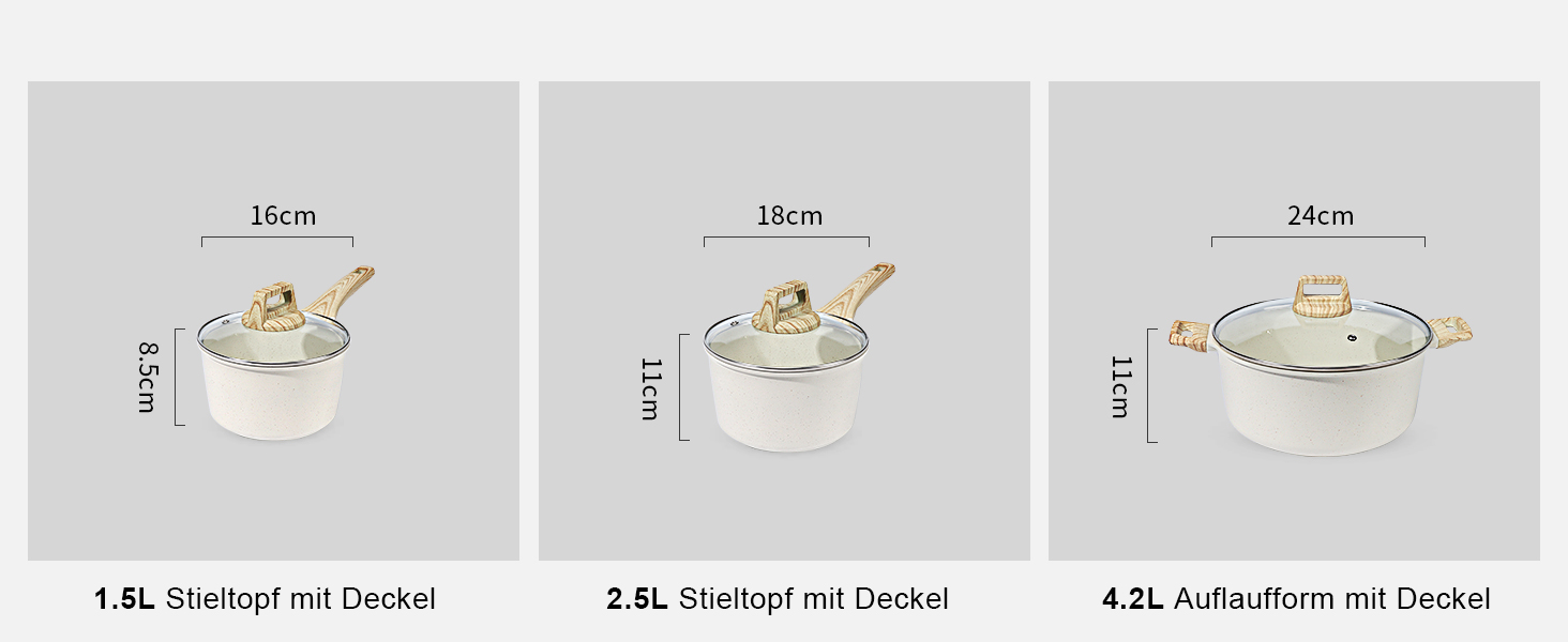 Набір посуду GiPP Keramik, антипригарне покриття, 18 предметів, кераміка, безпечний, для плити, миття в посудомийній машині