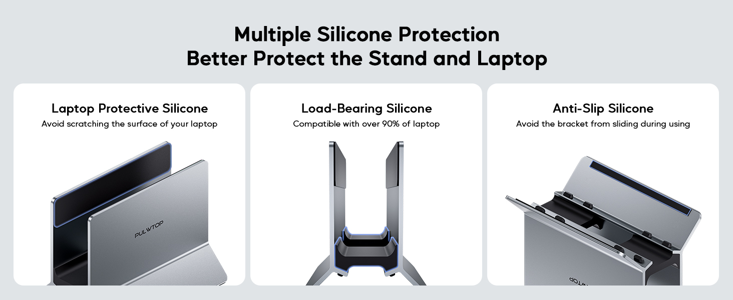 Підставка для ноутбука вертикальна, алюміній, регульована, для Mac, MacBook Air, Pro, iPad, Tablet, Mini - сіра