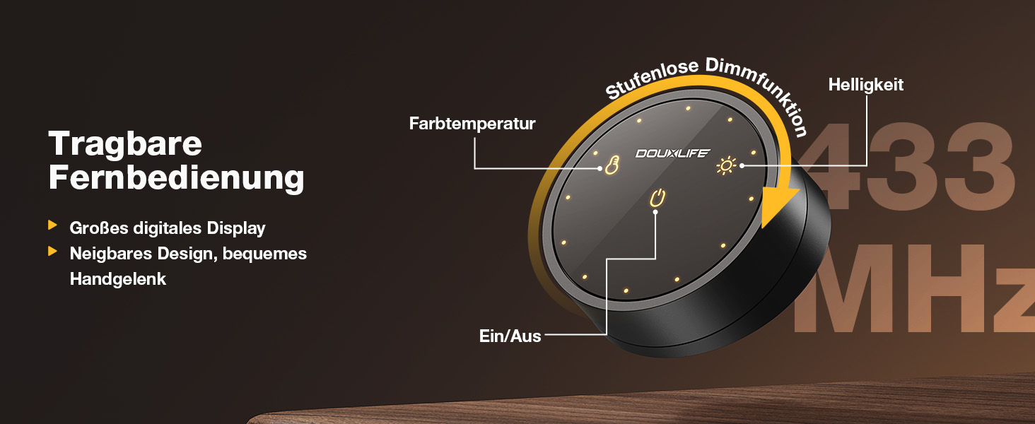 Світлодіодна лампа для монітора Douxlife Screenbar з сенсорним керуванням та пультом дистанційного керування, USB-зарядка, регульована яскравість та колірна температура, захист очей для ПК, чорний