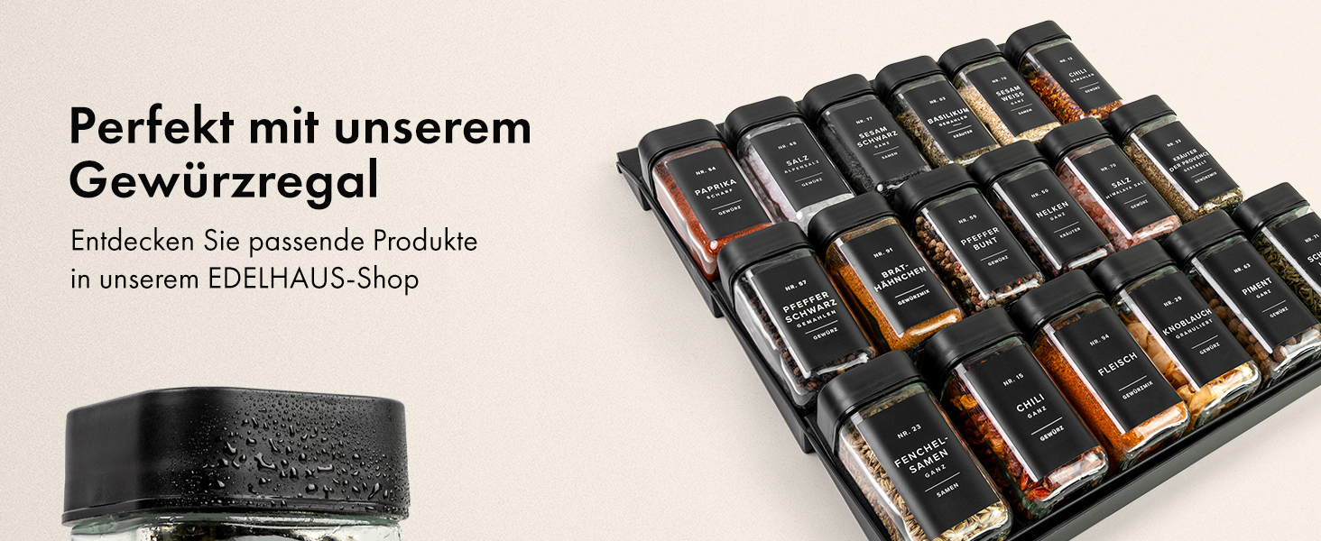 Набір баночок для спецій кутовий (24 x 120 мл) з кришками, ситечко, 240 чорних етикеток - високоякісні контейнери для спецій