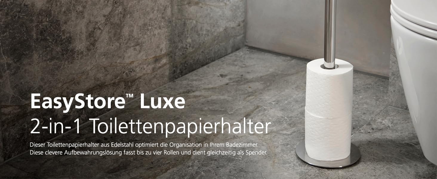 Тримач для туалетного паперу Joseph Joseph EasyStore Luxe з кришкою, нержавіюча сталь, на 3 рулони