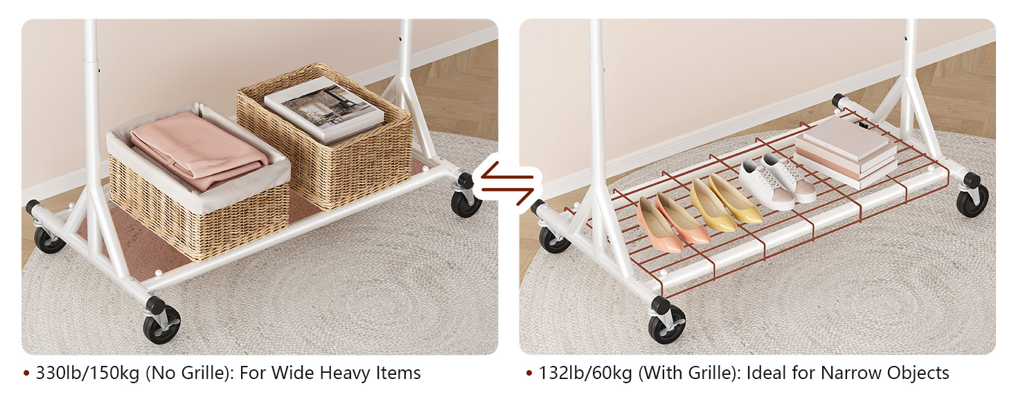 Стійка для одягу на колесах FAVOOOSTY, металева, мобільна, до 200 кг, швидка установка, білий колір, 1 перекладина