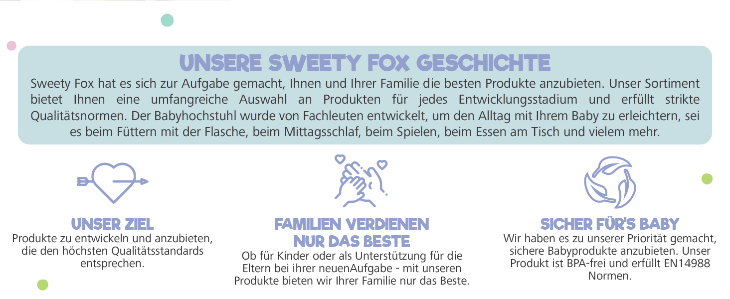 Дитячий стільчик для годування Sweety Fox з регулюванням положення, розкладний, з ременем безпеки, рожевий. Підходить для дітей 6 місяців - 3 роки (до 15 кг)