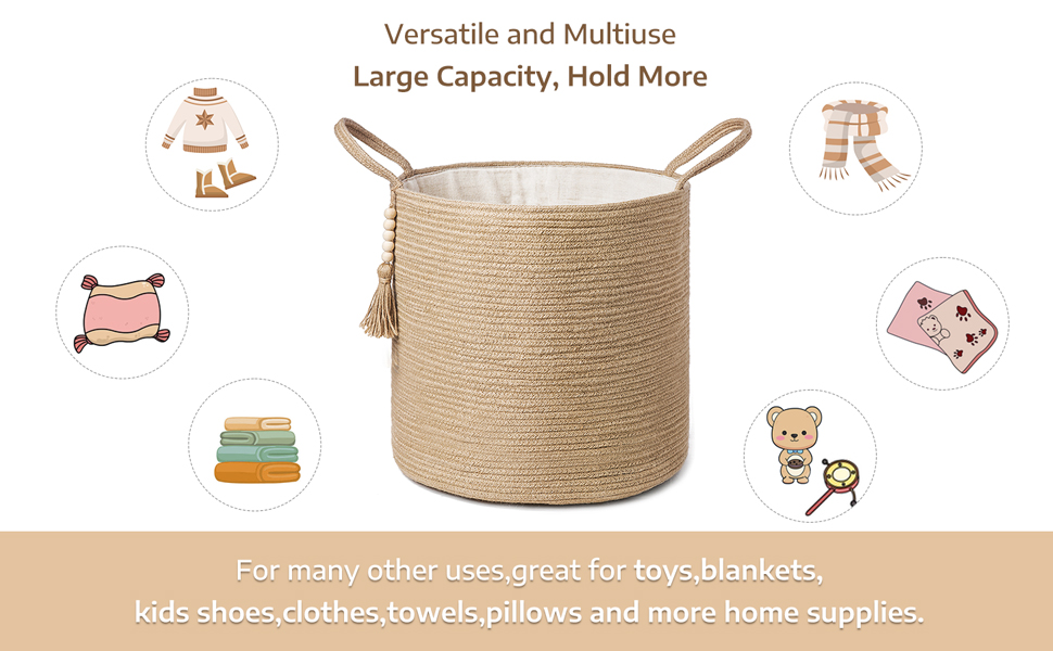 Кошик для білизни Mkono з натурального сизалю, плетений кошик для зберігання речей, коричневий, 40x35 см