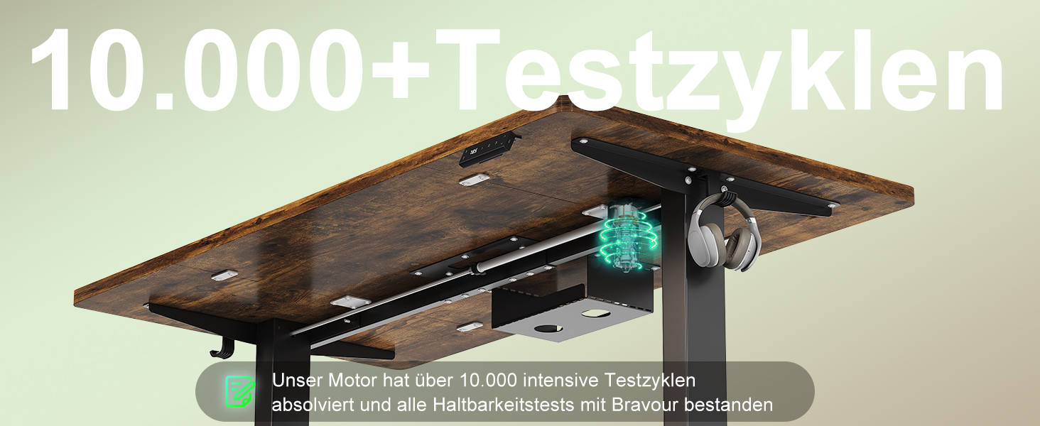 Регульований стіл Devoko 200x80 см з USB-C, електричний, мобільний, з органайзером для кабелів, білий/вінтажний коричневий