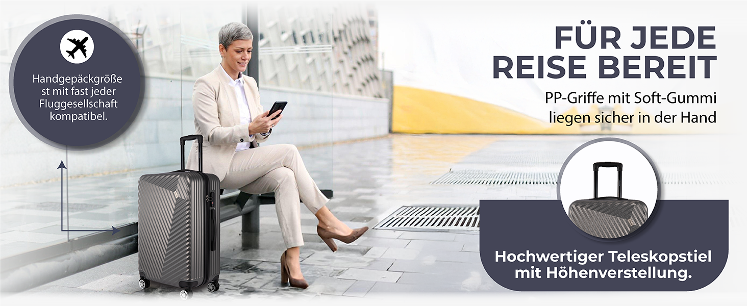 Набір валіз xRace 3-частинний ABS, 20/24/28 дюймів, ручна поклажа, TSA замок, 360° колеса, стійкий до ударів, преміум підкладка