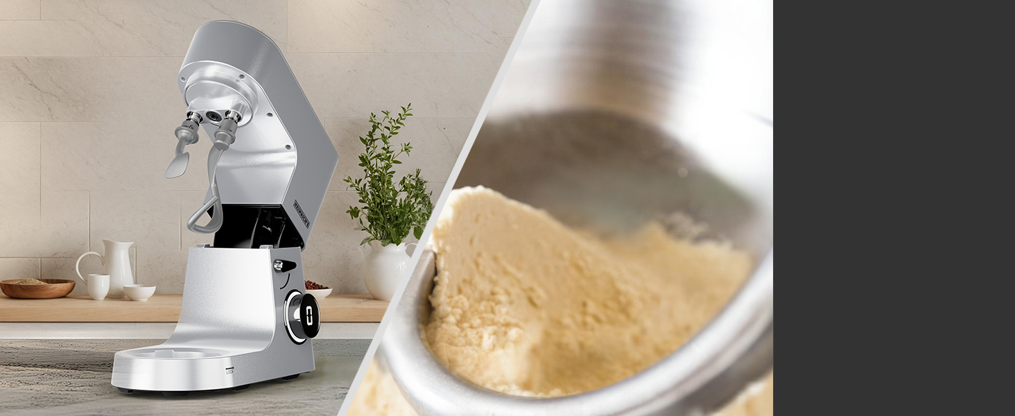 Кухонна машина Heinrichs 2500W з подвійним гаком для тіста, міксером та вінчиком, 8 швидкостей, чаша 8л з нержавіючої сталі, тиха, колір
