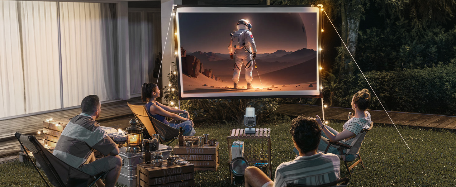 Портативний проєктор Mini Beamer з Android OS, автотрапецеїдною корекцією, підтримкою 4K 1080p, Bluetooth WiFi6, 160 ANSI, для телефону/ТВ приставки/зовнішнього використання/ноутбука