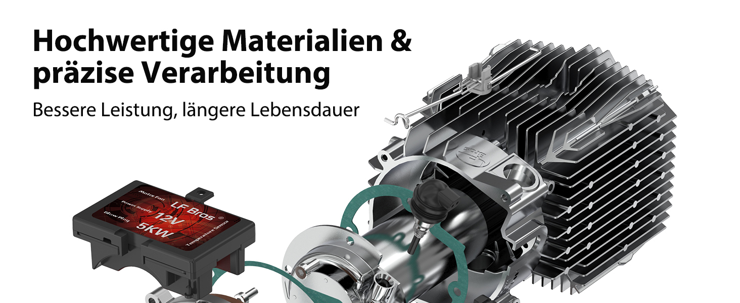 Дизельний опалювач LF Bros 5 кВт - 12/24/220-240V з пультом керування та LCD-дисплеєм для гаража, майстерні, кемпінгу, автодому (білий)