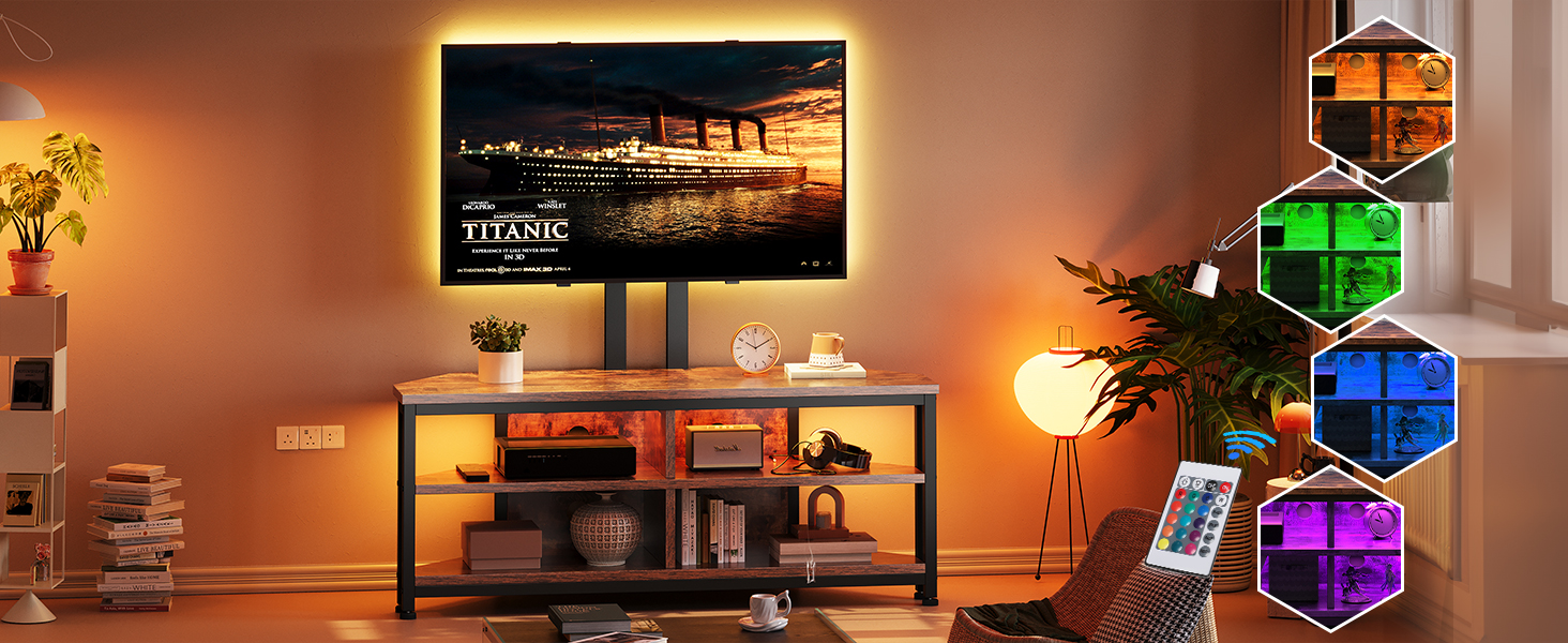 Тумба під ТВ Dripex з LED-підсвічуванням, кутова, 106x45.5x36 см, коричнева