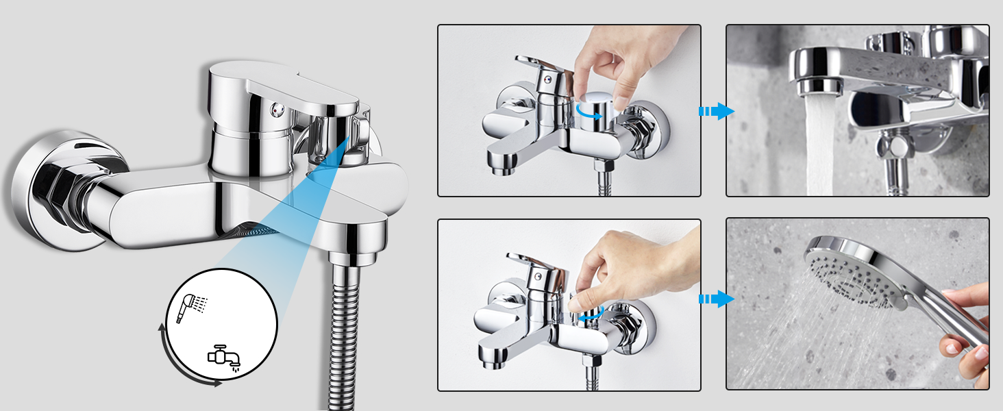 Змішувач для ванни з тропічною дощурою, набір для ванної кімнати (хром) BS111