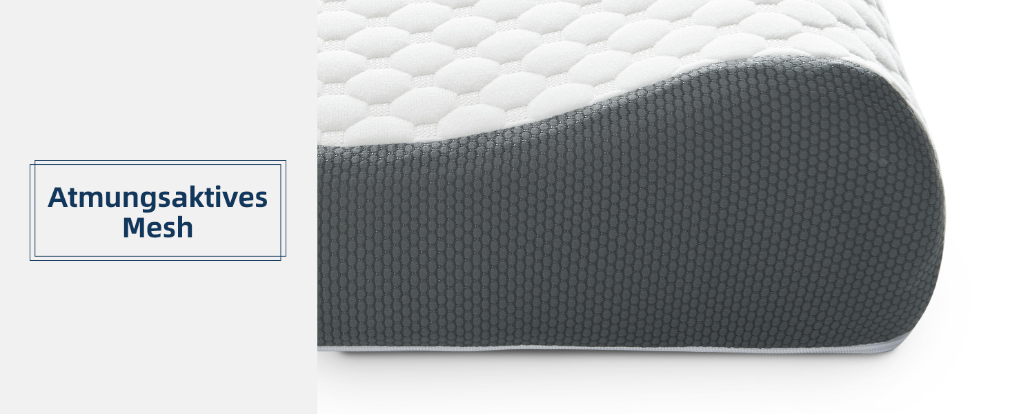 Подушка NOFFA з піною з пам'яті Memory Foam, ортопедична, для сну на спині, боці та животі, регульована висота та жорсткість, 55 x 35 x (11/8, 8/5) см, 60 x 35 x 12 см, сірий & білий колір