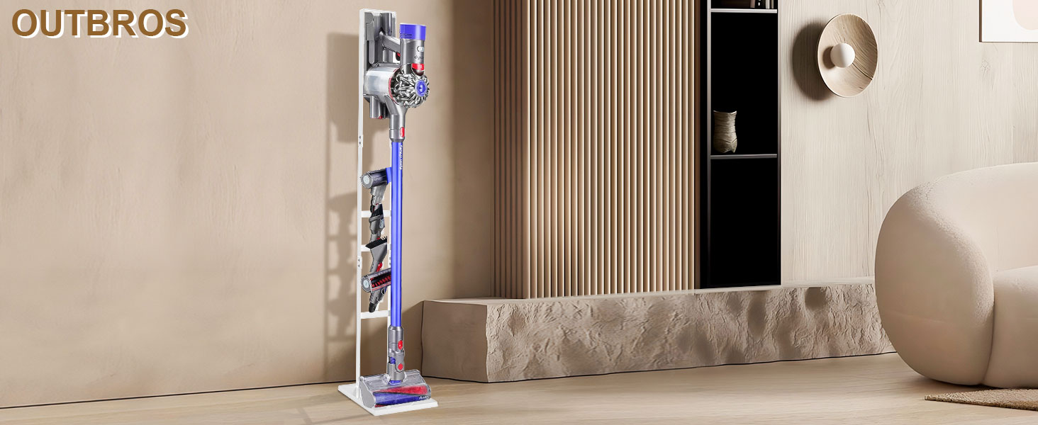 Підставка для пилососа OUTBROS для Dyson V15s-V6, металева, без свердління, біла