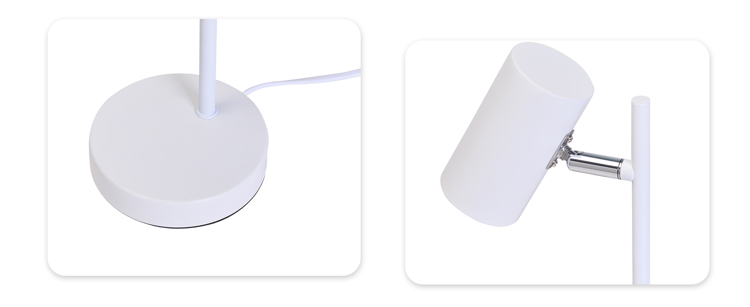 Настільна лампа для вітальні, спальні та офісу: поворотна 350°, цоколь GU10, металева, з вимикачем, білий (2 шт.)