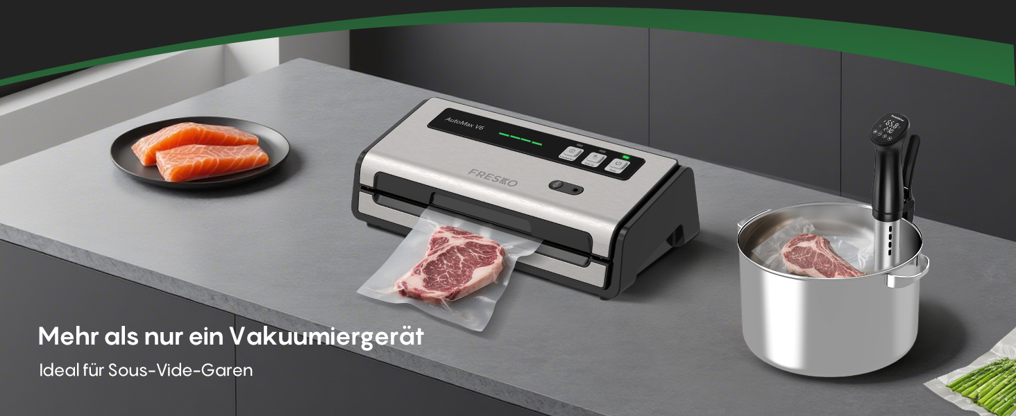 Вакууматор FRESKO Automatik для продуктів з турбо-режимом (15л/хв), автоматичний вакуумний пакувальник, 2 рулони в комплекті