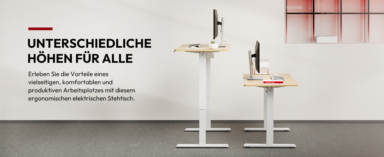 Регульований стіл Sanodesk з великою стільничною поверхнею, аксесуарами (підстаканник, гачки, органайзер, кабель-менеджмент), ергономічний для офісу та дому, шпон берези, 110x54 см, білий+шпон берези