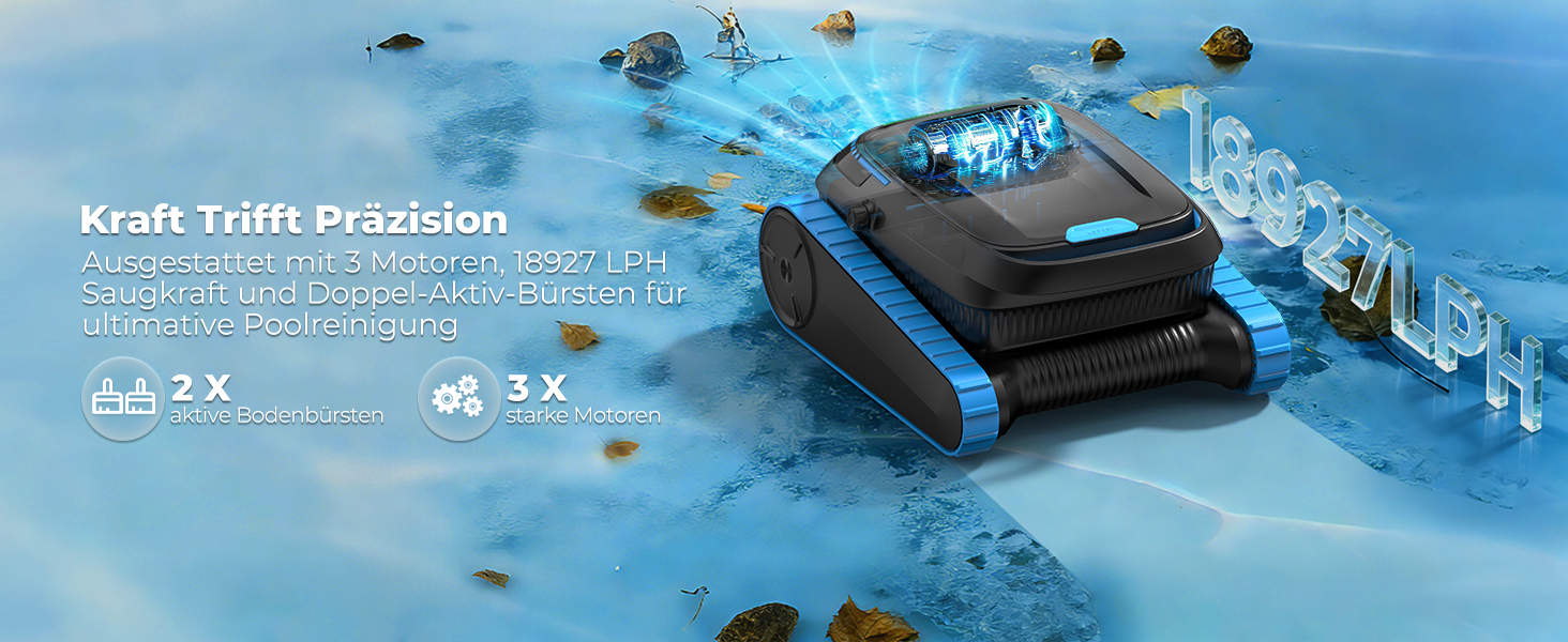 Робот-пилосос для басейну PC20 Poolroboter (2026) з Wi-Fi, очищення дна, стін та водної лінії, до 170 м²