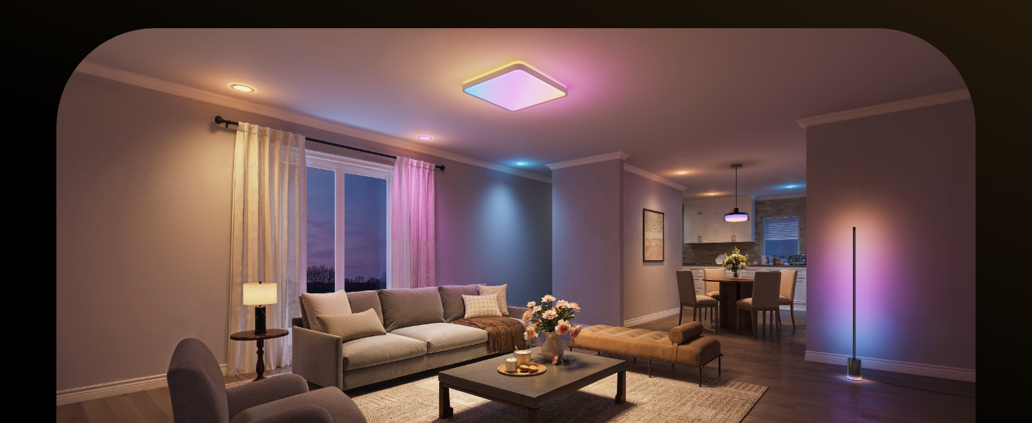 Стельовий світильник Govee RGBICWW Pro LED, 55W, 4800лм, диммований, круглий (45.5 см), розумна підсвітка