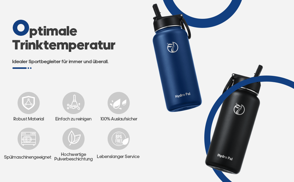 Термобутилка HydroPal 1200 мл з нержавіючої сталі, BPA-free, ізоляційна пляшка для спорту та подорожей з трубою та двома кришками, червоно-чорна