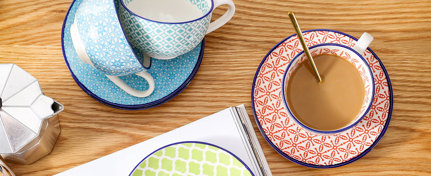 Набір кавовий порцеляновий Vancasso Macaron, 12 предметів, для 4-12 осіб: 12 чашок, 12 підставок, 12 десертних тарілок